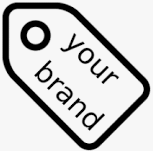 Your brand icon image on a lable tag
